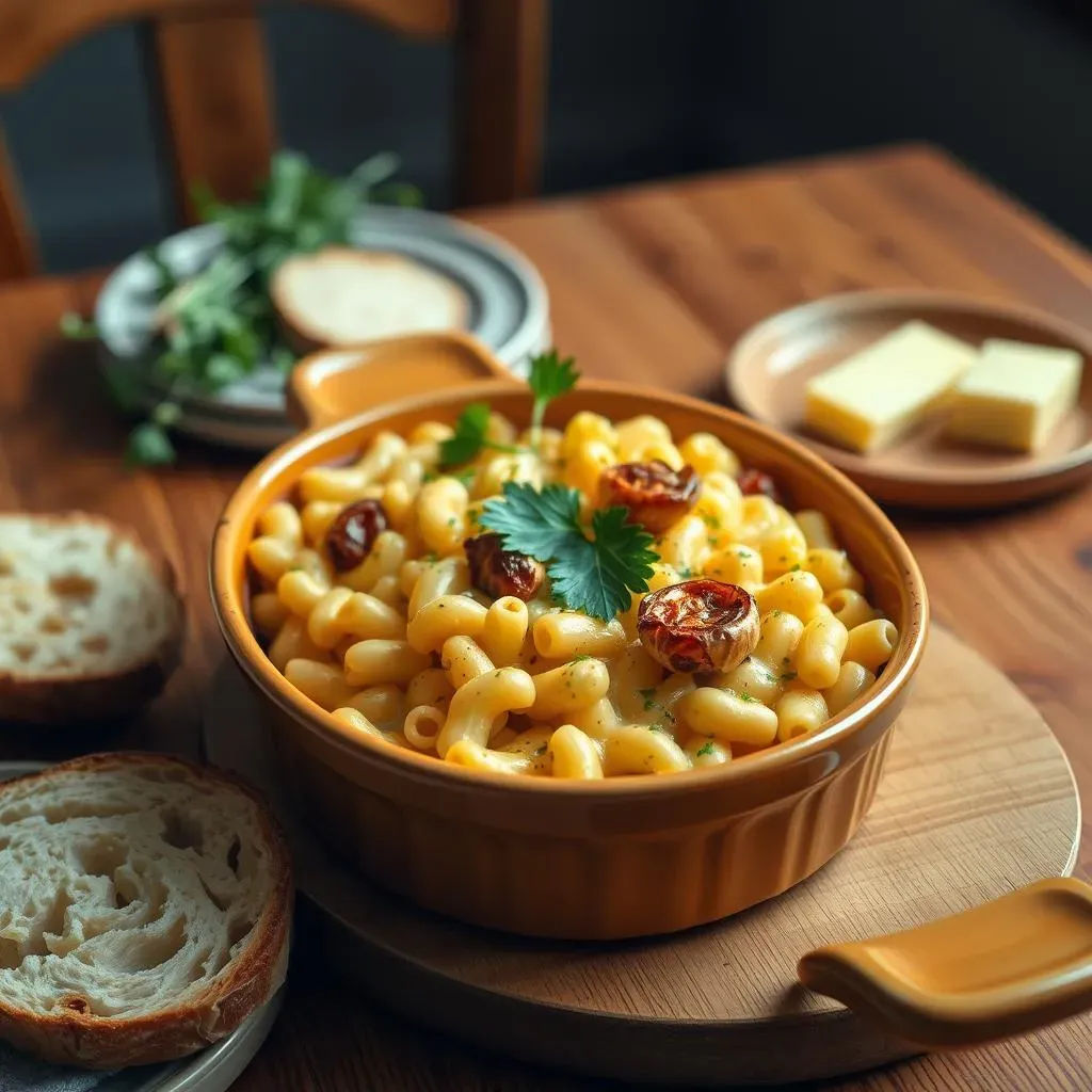 Serving and Enjoying Mac and Cheese with Roasted Garlic to Perfection